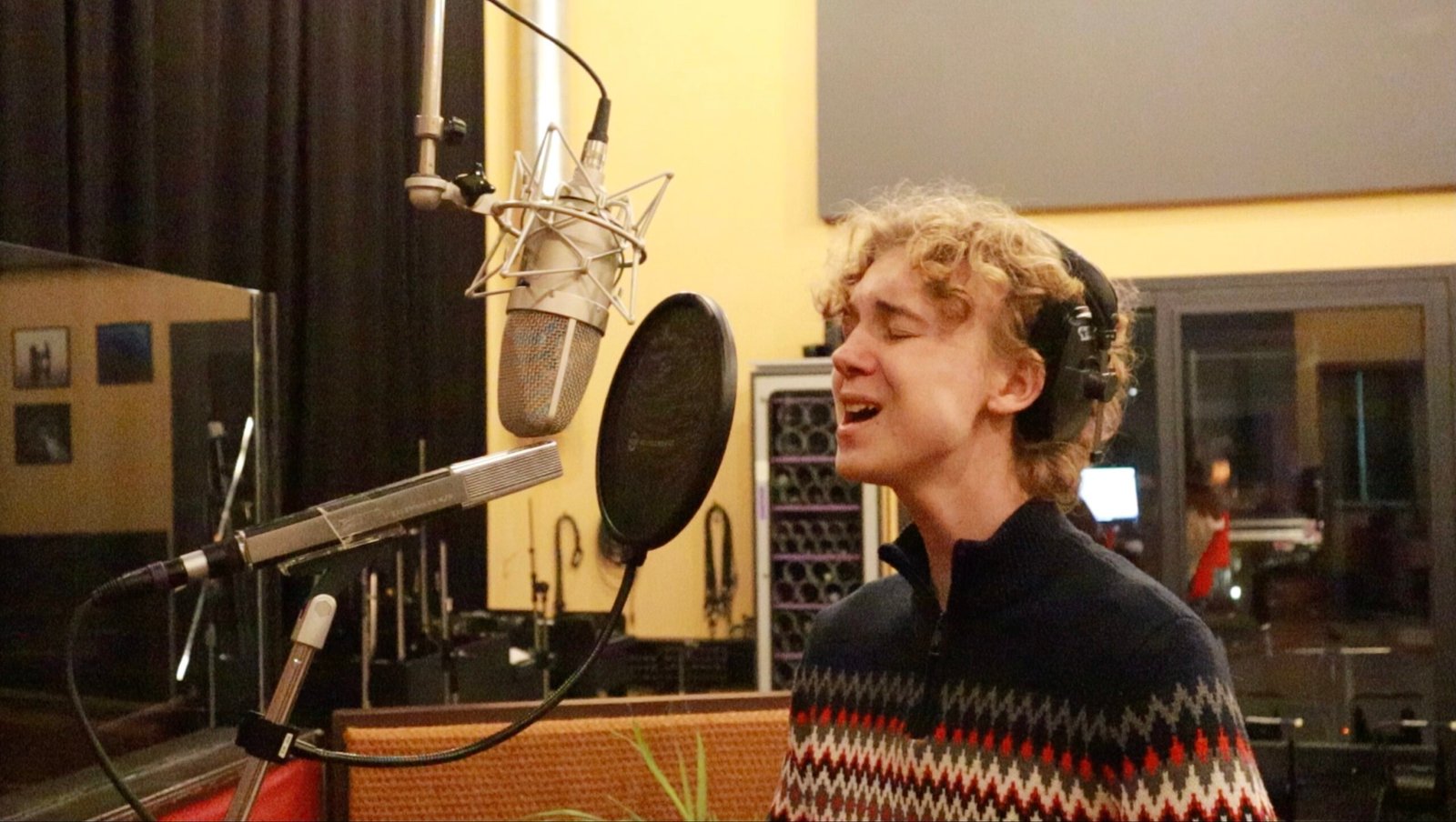 Kristof Vesely recording vocals at Abbey Road Institute